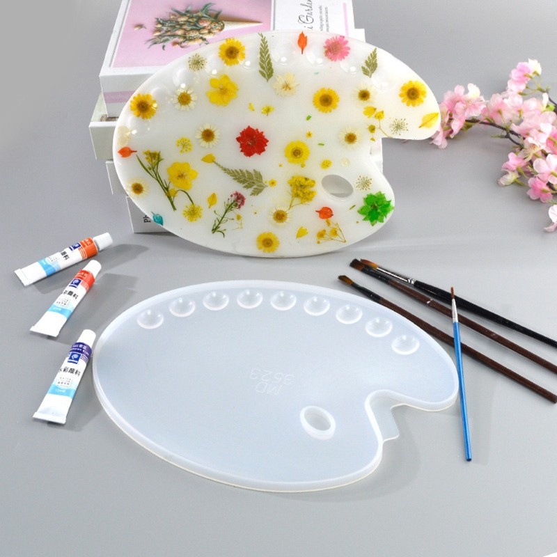 Khuôn nhựa silicon làm bảng pha màu nước/ Palette đổ resin