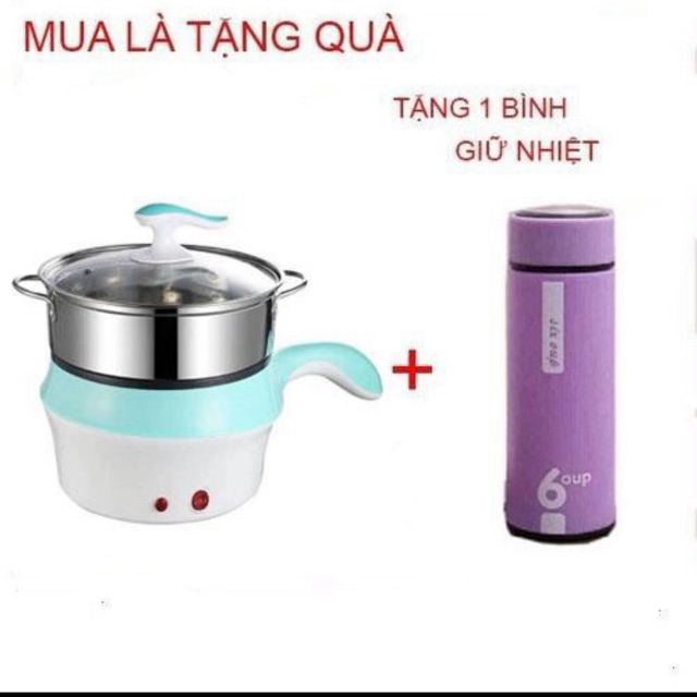 Nồi điện mini 2 tầng- Tặng kèm bình nước thuỷ tinh