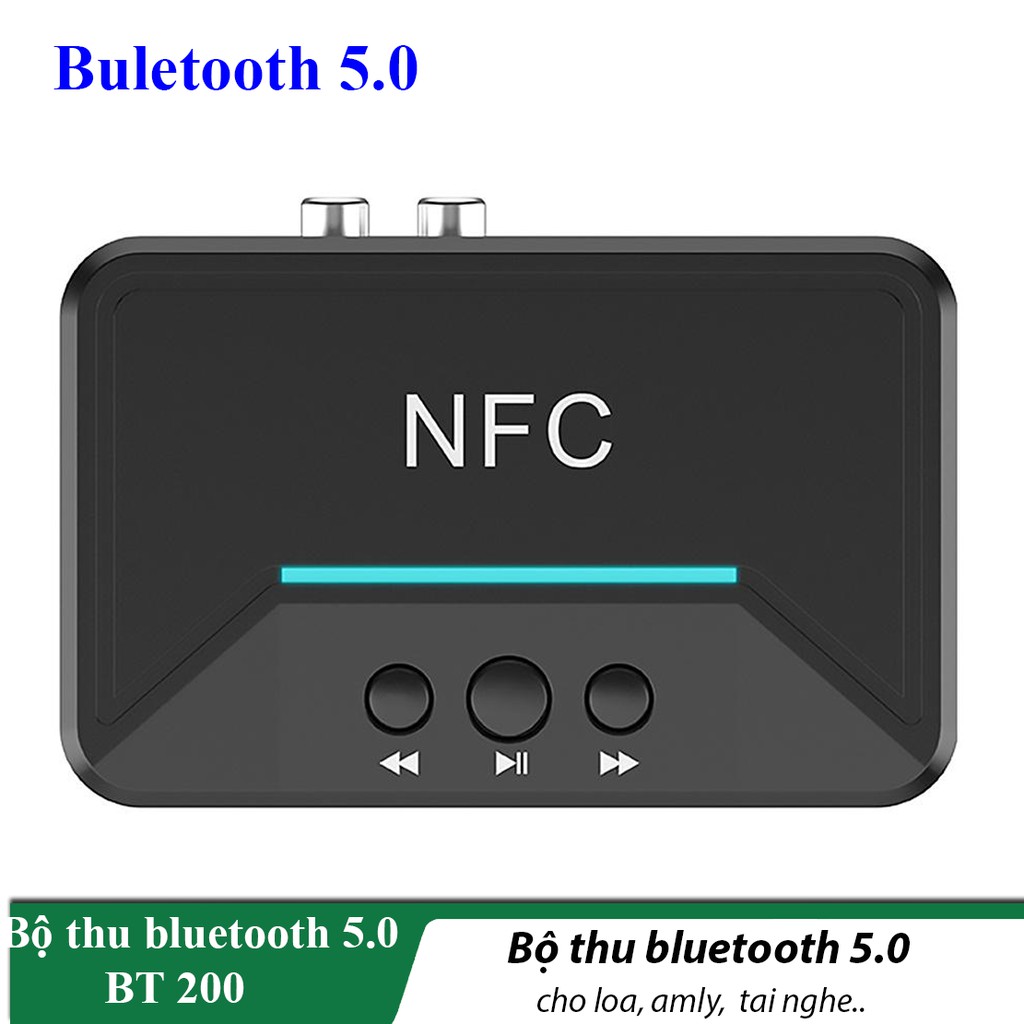 Bộ thu bluetooth 5.0 cho amply, loa, tai nghe... | 3.5mm + 2RCA - Hỗ trợ kết nối NFC(BT200)