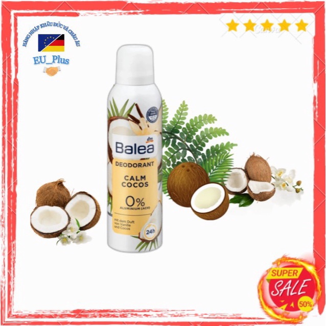 Xịt thơm khử mùi body Balea Coco dừa và vani, lọ 200ml