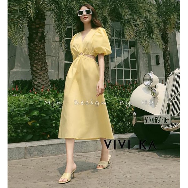 Váy Xinh Thô Khoét Eo Tay Bồng Dáng Maxi N35877-Teen 888