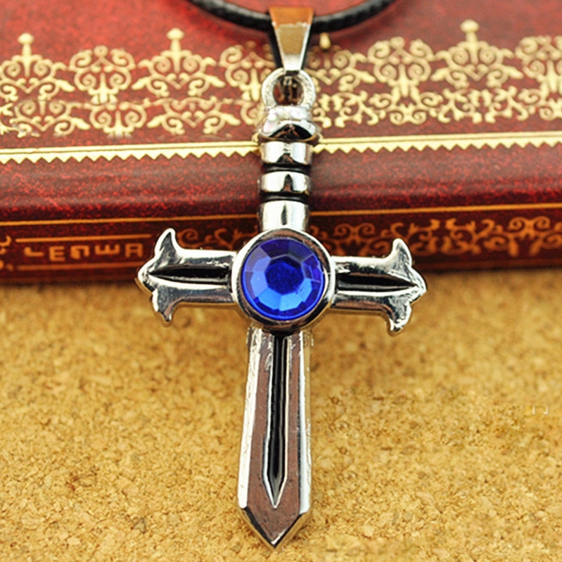 Dây chuyền mặt thánh giá đính đá pha lê phong cách anime Fairy Tail