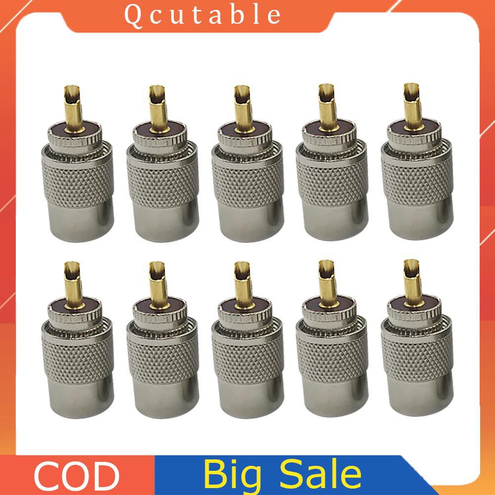 Set 10 đầu nối dây cáp đồng trục Uhf Pl259 Male-On Rg8 Rg58 Rf