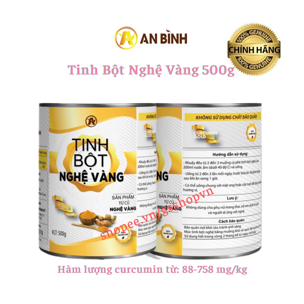 Tinh Bột Nghệ Vàng 500g An Bình, Đẹp Da, Hỗ Trợ Viêm Dạ Dày, Nguyên Chất Thiên Nhiên