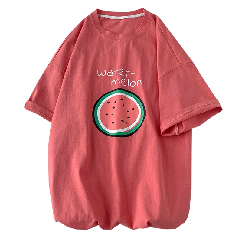Áo thun tay lỡ nữ phông form rộng freesize dáng Unisex mặc cặp, nhóm, lớp in hình trái cây