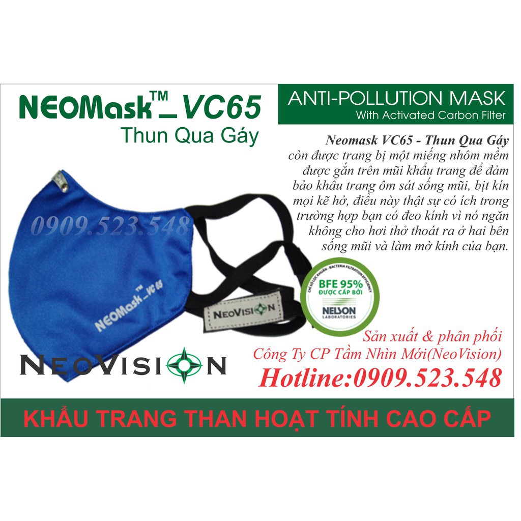 Khẩu trang Neomask VC65-TQG thun quàng gáy, Neovision chống bụi lọc không khí ô nhiễm