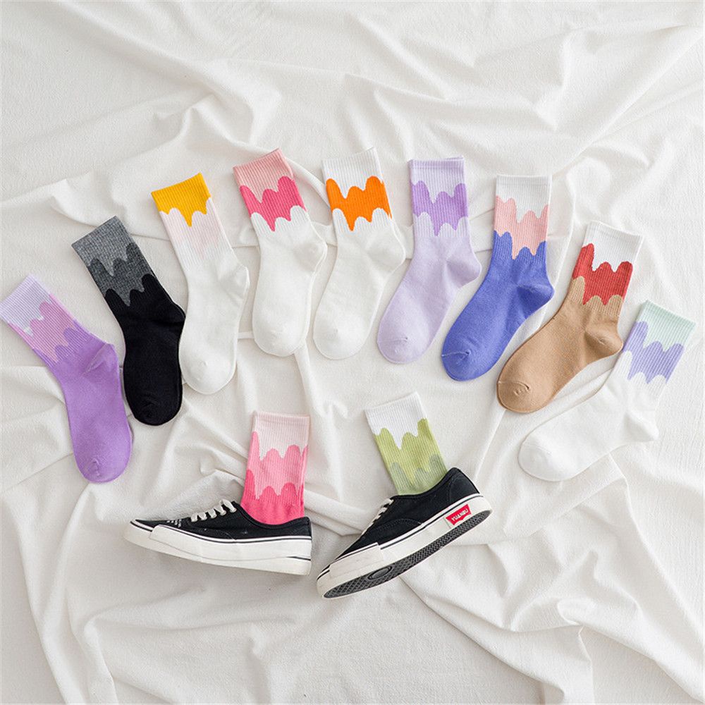 Đôi Vớ In Hình Que Kem Cầu Vồng Phong Cách Harajuku Sáng Tạo Dễ Thương Cho Nam Nữ Mihan1