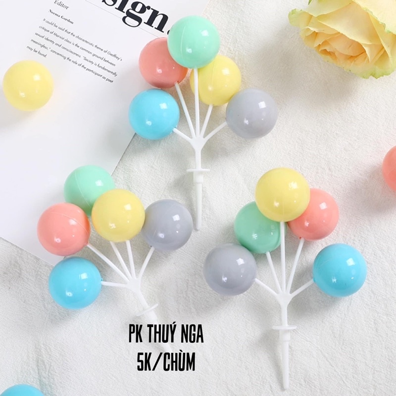 10 chùm 5 bóng nhựa sắc màu