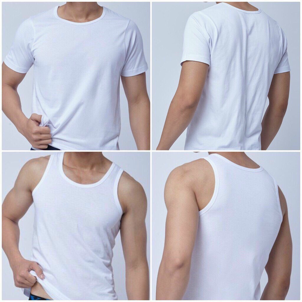 Áo phông cộc tay, áo lót ba lỗ cho nam trắng LEDATEX siêu rẻ, siêu đẹp dệt kim Đông Xuân