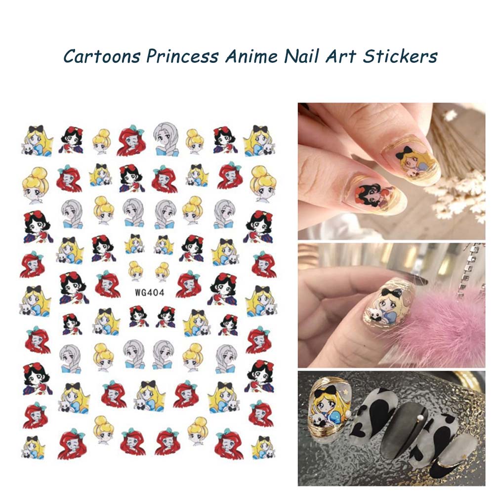 [Hàng mới về] Miếng dán trang trí móng tay 3D hình công chúa hoạt họa đáng yêu cho nữ