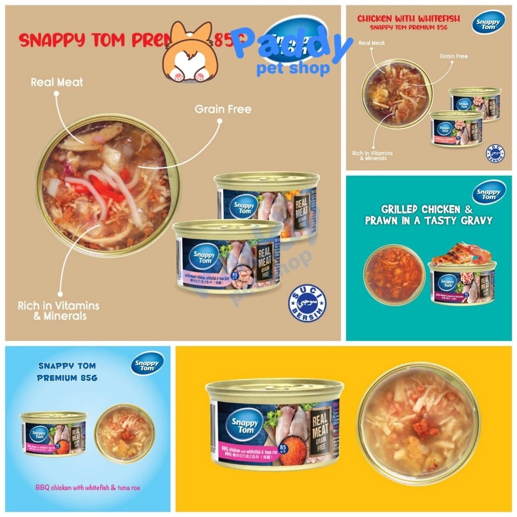 Pate Snappy Tom Premium Cho Mèo Mọi Lứa Tuổi (Lon 85g)
