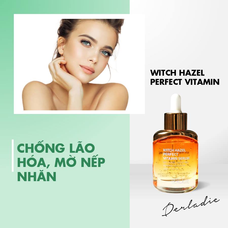 Tinh Chất Giảm Mụn DERLADIE Witch Hazel Perfect Vitamin Serum ngừa mụn, giảm thâm, làm đầy sẹo rỗ 35ml