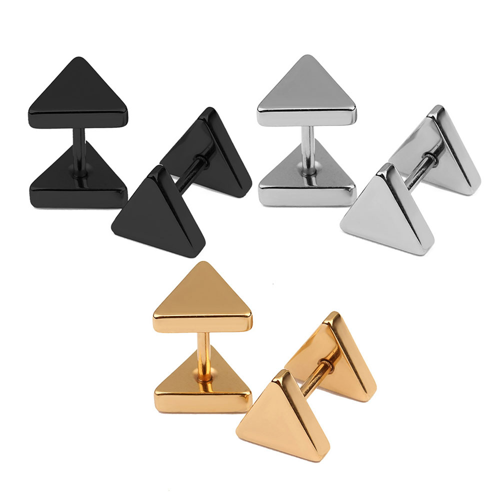 Khuyên Tai Thép Không Gỉ Họa Tiết Hình Học Thời Trang