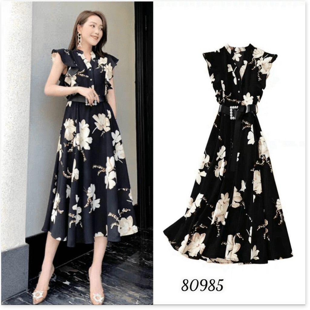 ĐẦM XÒE LỤA HOA KÈM DẬY LỤA HOA CỘT EO SIÊU ĐẸP DÀNH CHO CÁC QUÝ PHU NHÂN KHANH AN STORE