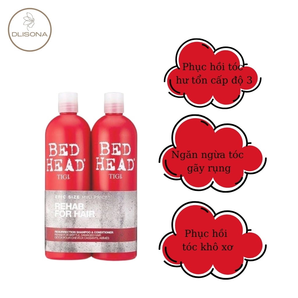 Cặp dầu gội xả Tigi Bed Head đỏ 750ML chính hãng phục hồi tóc khô xơ, hư tổn, giảm gãy rụng | BigBuy360 - bigbuy360.vn