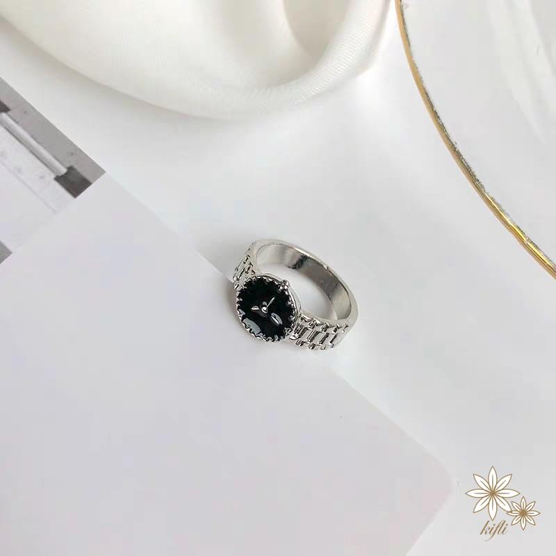 Nhẫn Hình Đồng Hồ Thiết Kế Đơn Giản Phong Cách Nhật Hàn