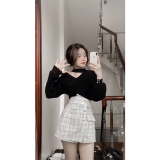 áo len lệch vai