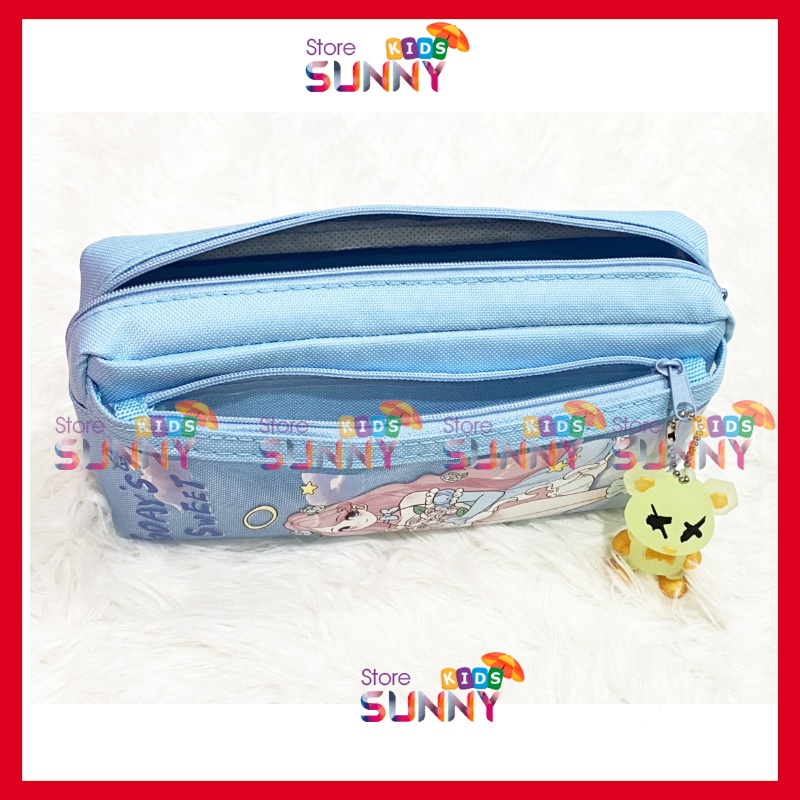 [Tặng kèm Móc] Túi bóp hộp đựng bút công chúa cute dễ thương vải chống thấm size to 2 ngăn mẫu mới 2022 Sunny