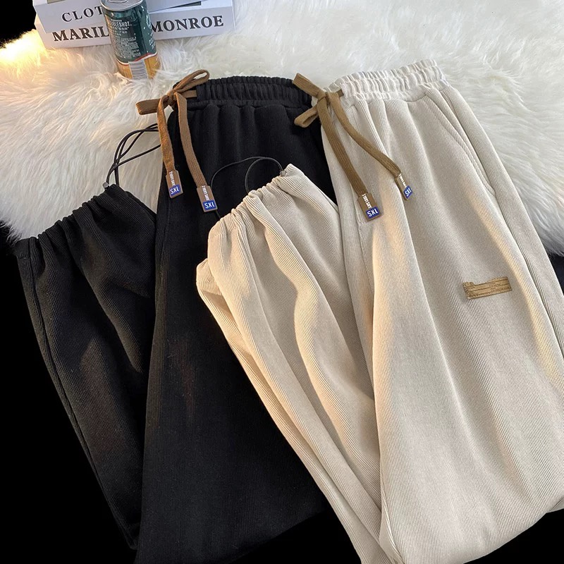 Quần Thể Thao Lưng Cao Ống Rộng Có 3 Màu Thời Trang Cho Nữ