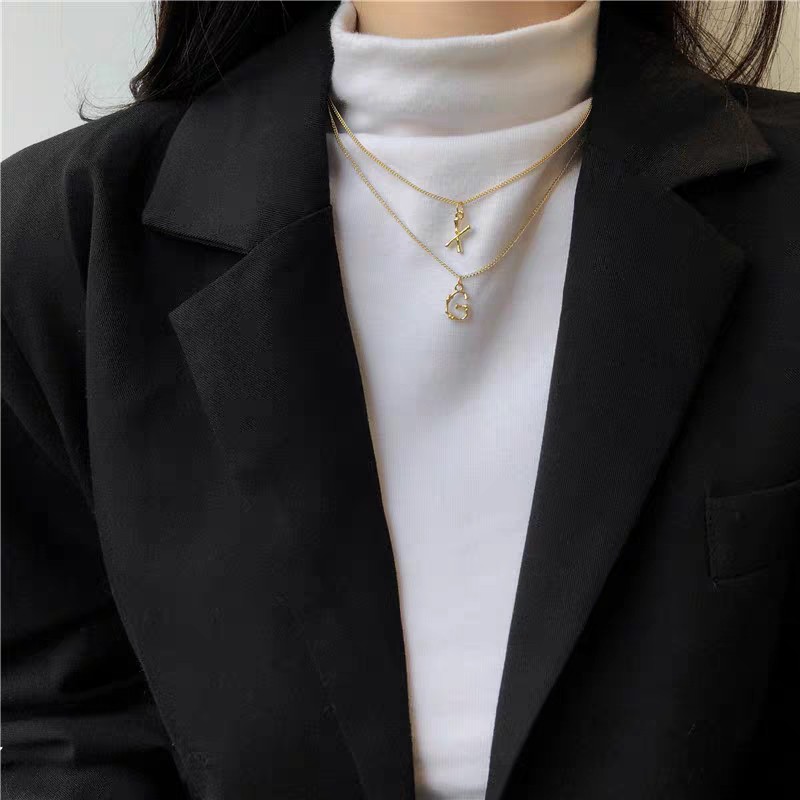 Dây Chuyền Bằng Thép Titan Không Gỉ Mạ Vàng 18K Không Phai Phong Cách Âu Mỹ Kiểu Mới 26 Chữ Cái