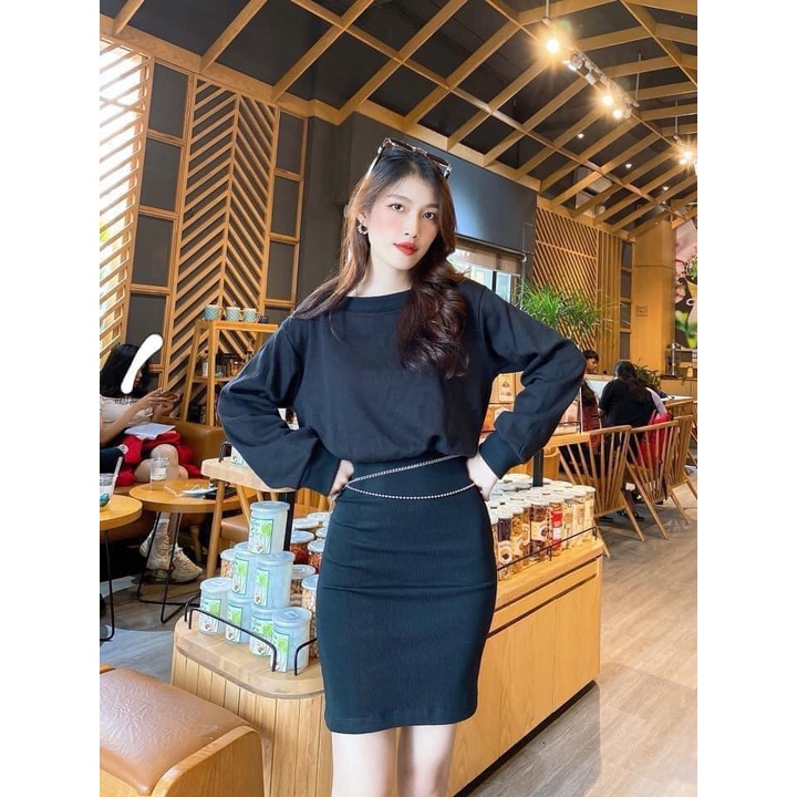 Đầm thun body lệch vai