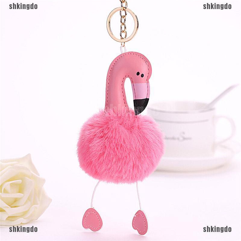 Móc Khóa Gắn Quả Bông Giả Lông Thỏ Thời Trang