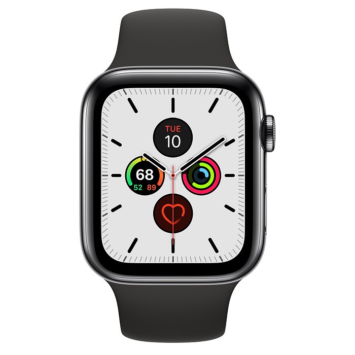 Đồng Hồ Thông Minh Apple Watch Series 5 44mm Space Black Stainless Steel Case with Black Sport Ban