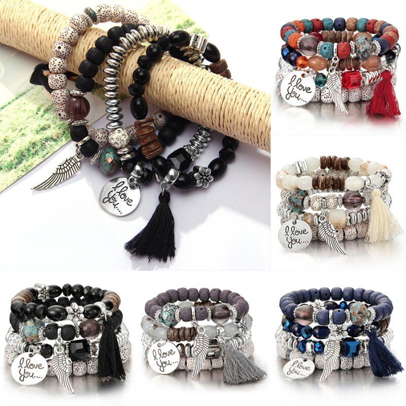 Set 6 Vòng Tay Hạt Phong Cách Bohemian