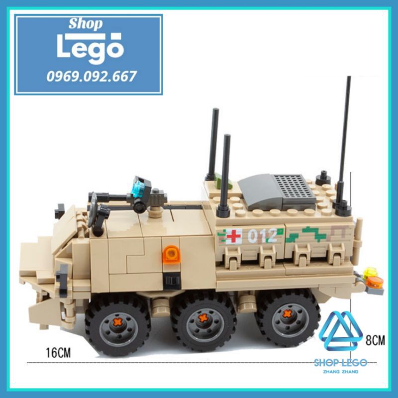 Xếp hình Xe quân sự cứu thương quân y quân đội bọc thép Lego Minifigures Sembo Block SD105561
