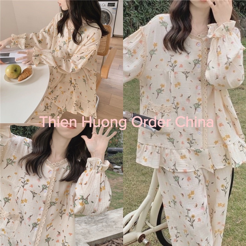 Bộ đồ ngủ dài tay mặc nhà dễ thương new 2022