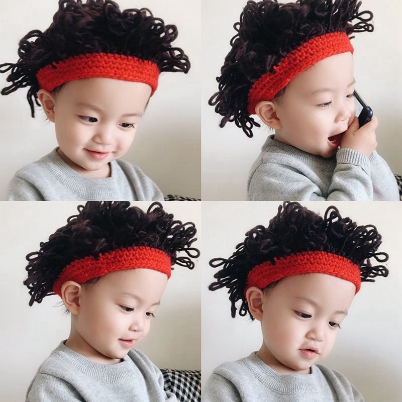 Tóc Giả Ngắn Xoăn Dễ Thương Dùng Làm Phụ Kiện Chụp Ảnh Cho Bé Sơ Sinh