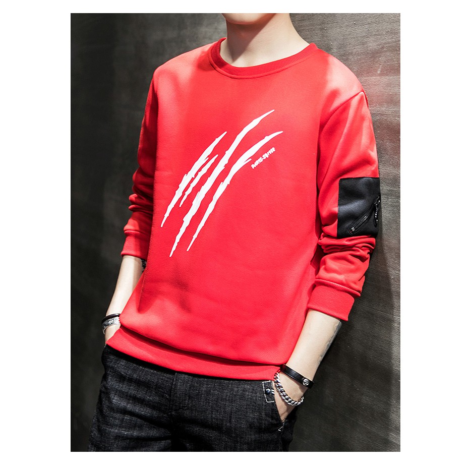 Áo thun nam tay dài 💛 𝐅𝐑𝐄𝐄𝐒𝐇𝐈𝐏 💛 áo thun nam dài tay sweater nam đỏ 3 gạch thoáng mát, mềm mịn, co giãn tốt | BigBuy360 - bigbuy360.vn