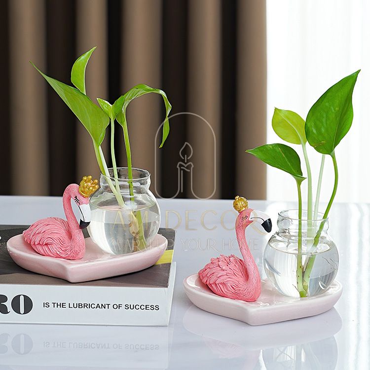 Tượng Hồng hạc Flamingo nữ tính sáng tạo decor trang trí phòng ngủ, phòng khách, quà cưới sang trọng - AM Decor
