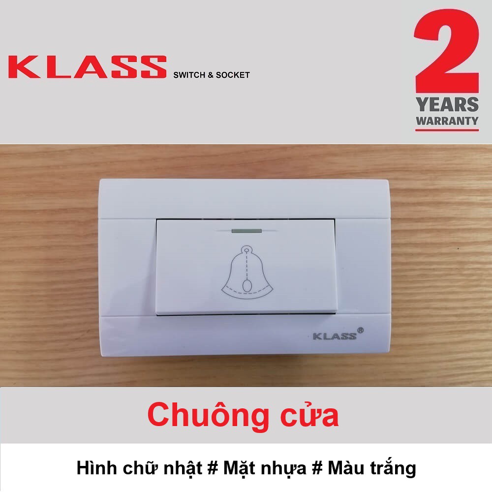 (Công tắc ổ cắm KLASS) Công tắc chuông cửa, hình chữ nhật, màu trắng, KLASS 118KA3 118KA3-001