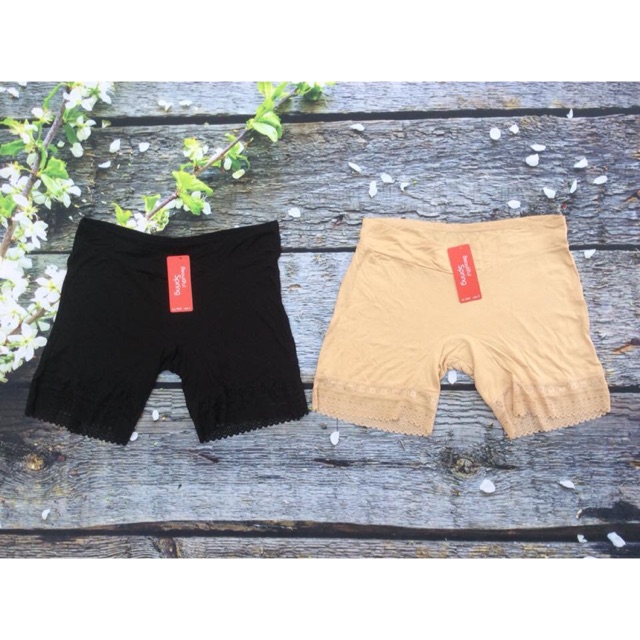 Quần mặc váy cạp chéo cho bầu cotton chân ren QMV02