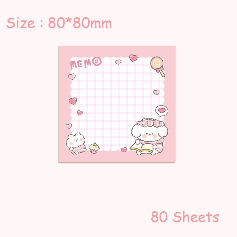 Set 80 Tấm Giấy Ghi Chú Họa Tiết Hoạt Hình Dễ Thương