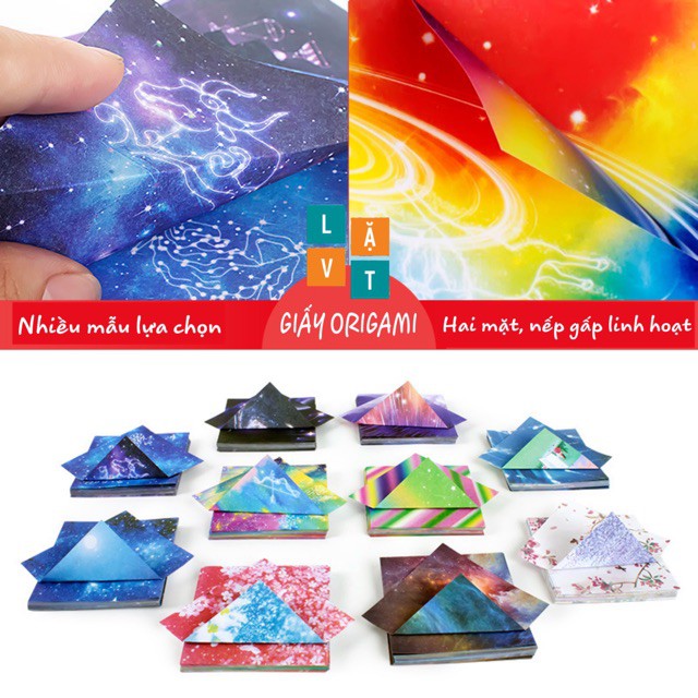 [FREESHIP TỪ 50K] - Giấy origami vuông 7 Cm nhiều mẫu lựa chọn - Giấy xếp hình, giấy gấp hạc 2 mặt để gấp giấy