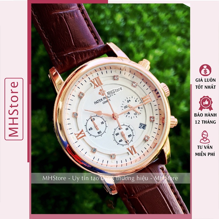 Đồng hồ nam Pattek Philipe dây da cao cấp, chạy 6 kim sang trọng lịch lãm đẹp giá rẻ [Tặng thêm pin]