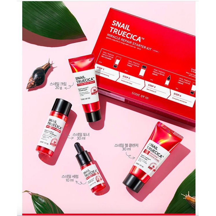 MBC Tách Bộ Dưỡng Phục Hồi, Tái Tạo Da Chiết Xuất Ốc Sên SBM Snail Truecica Miracle Repair Starter Kit - màu đỏ thanh lý
