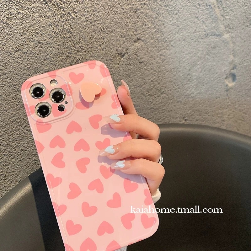Ốp hình tim xoay hồng dễ thương dành cho iphone 7/8plus X Xr xS max 11 12 12promax