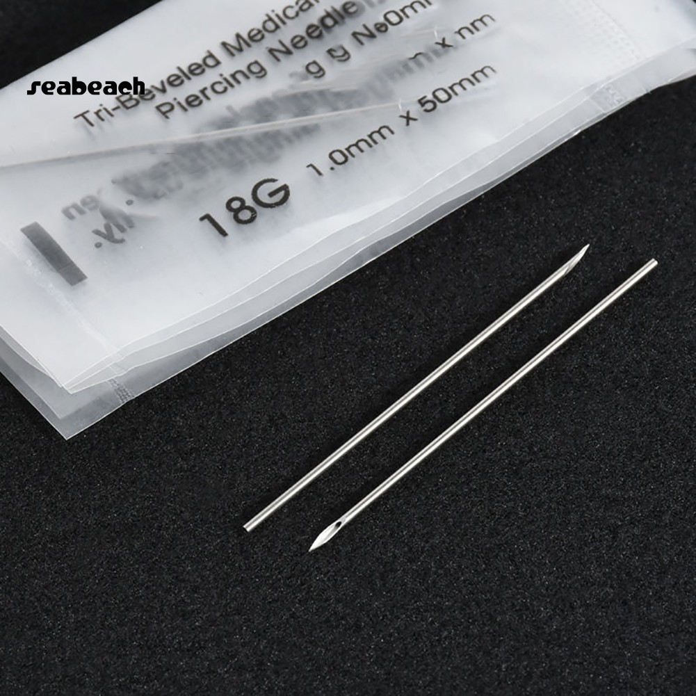 Bộ 10 cây kim xỏ khuyên 12/14/16/18/20g bằng thép không gỉ