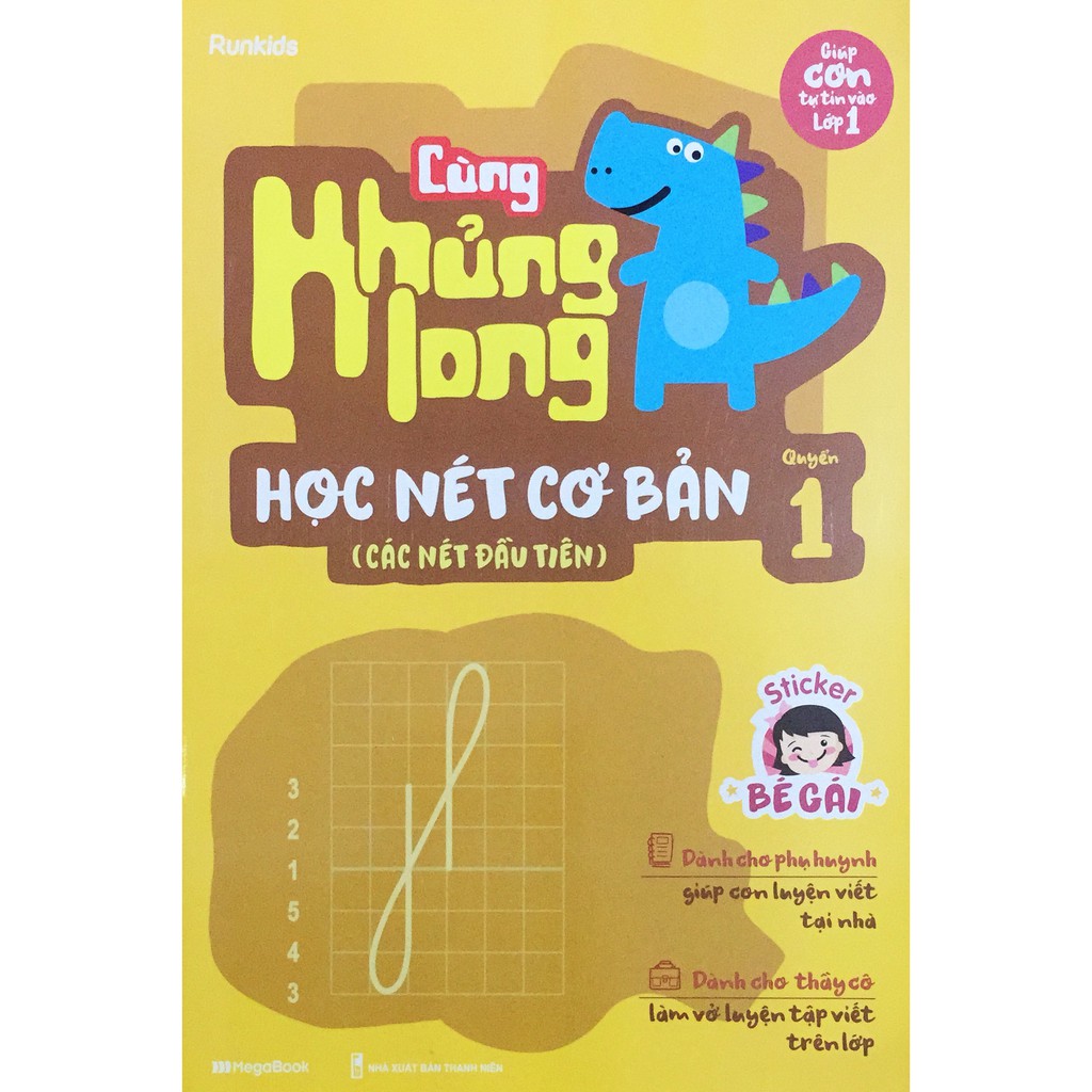 Sách - Cùng Khủng Long Học Nét Cơ Bản Quyển 1 (Các Nét Đầu Tiên) Bé Gái