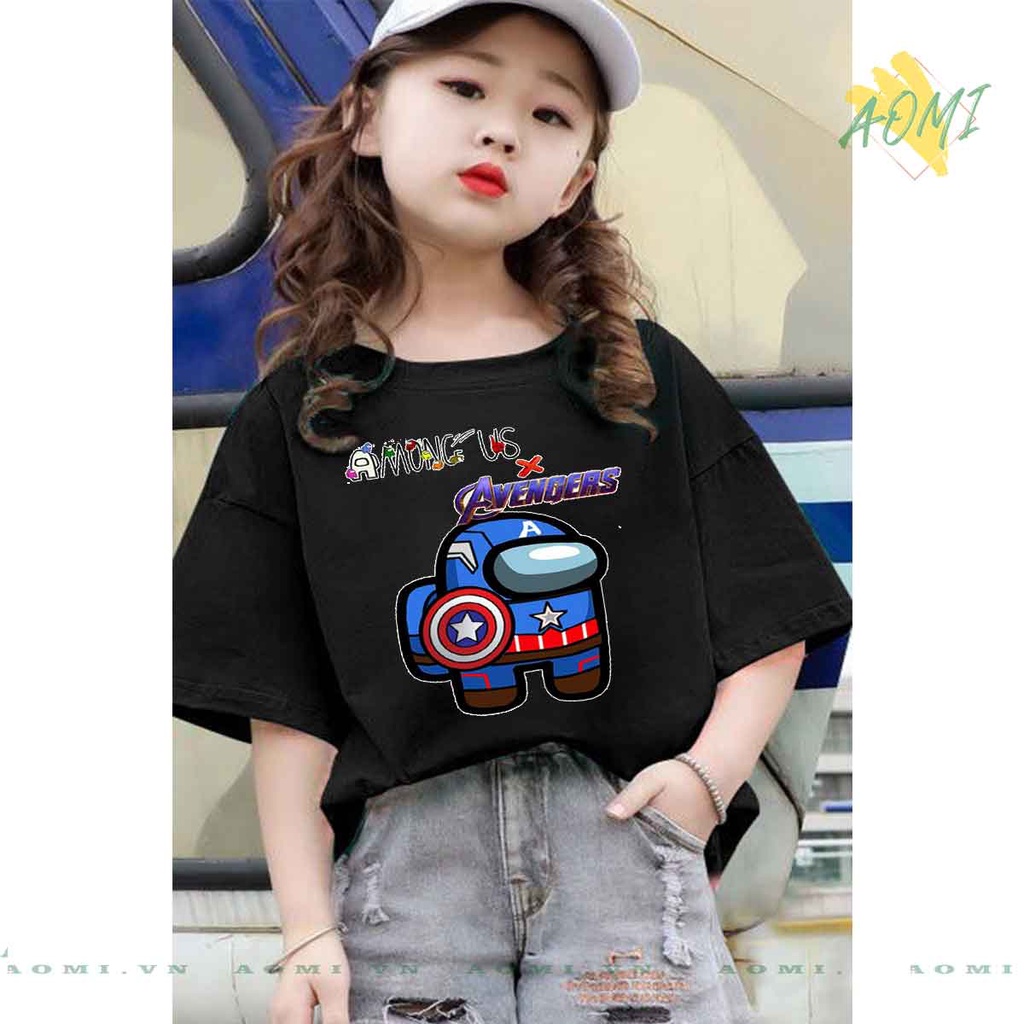 ÁO THUN among us avengers UNISEX PHÔNG ĐEN TAY NGẮN NAM NỮ GIA ĐÌNH CẶP ĐÔI SIZE TRẺ EM BÉ TRAI GÁI AOMIVN
