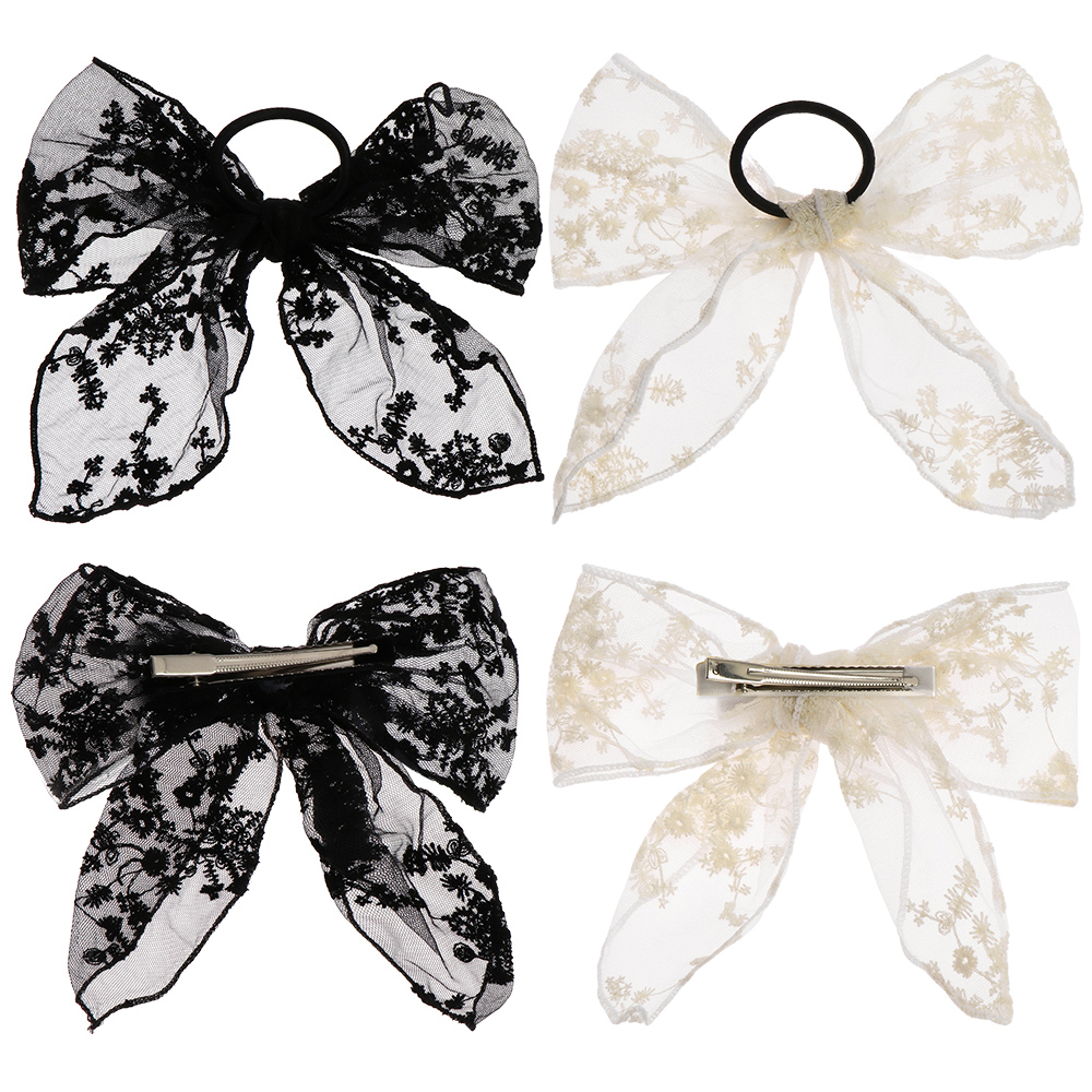 Kẹp Tóc Đính Nơ Ren Thời Trang Cho Nữ