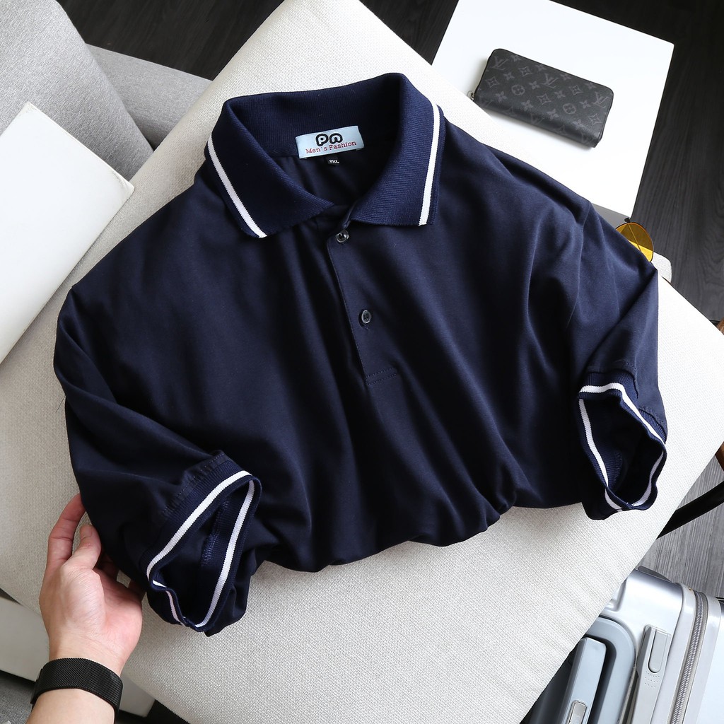 bigsize &lt; 130kg Áo thun polo nam trơn bigsize tay ngắn cổ bẻ