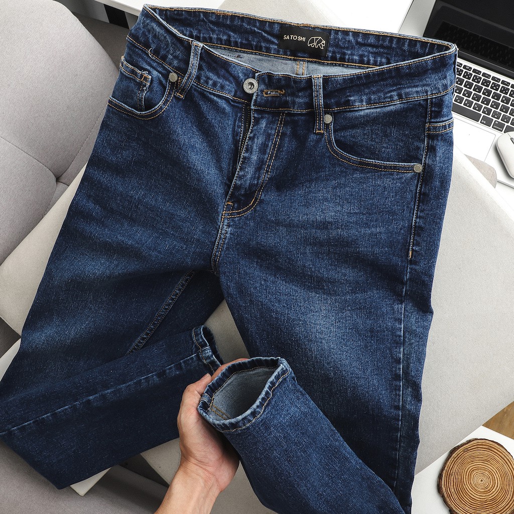 |Hẻm Store | Quần jean nam, quần bò nam SATOSHI SAQJ38 màu xanh trơn , form slimfit co giãn, dễ phối đồ | BigBuy360 - bigbuy360.vn