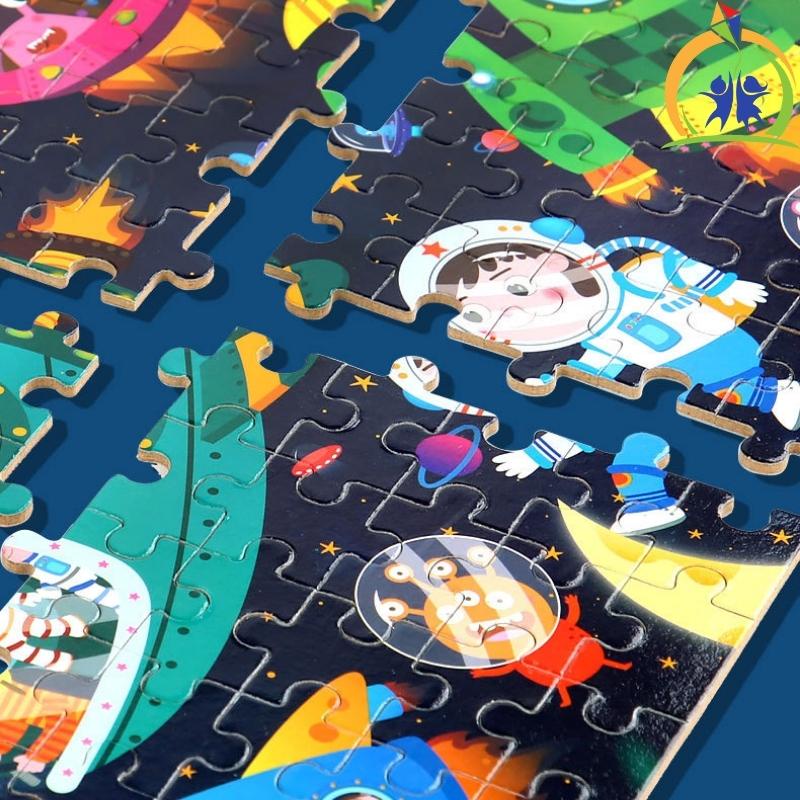 Đồ chơi xếp hình cho bé GenKids Tranh ghép hình bằng gỗ 100 mảnh có tranh hướng dẫn và hộp đựng cao cấp