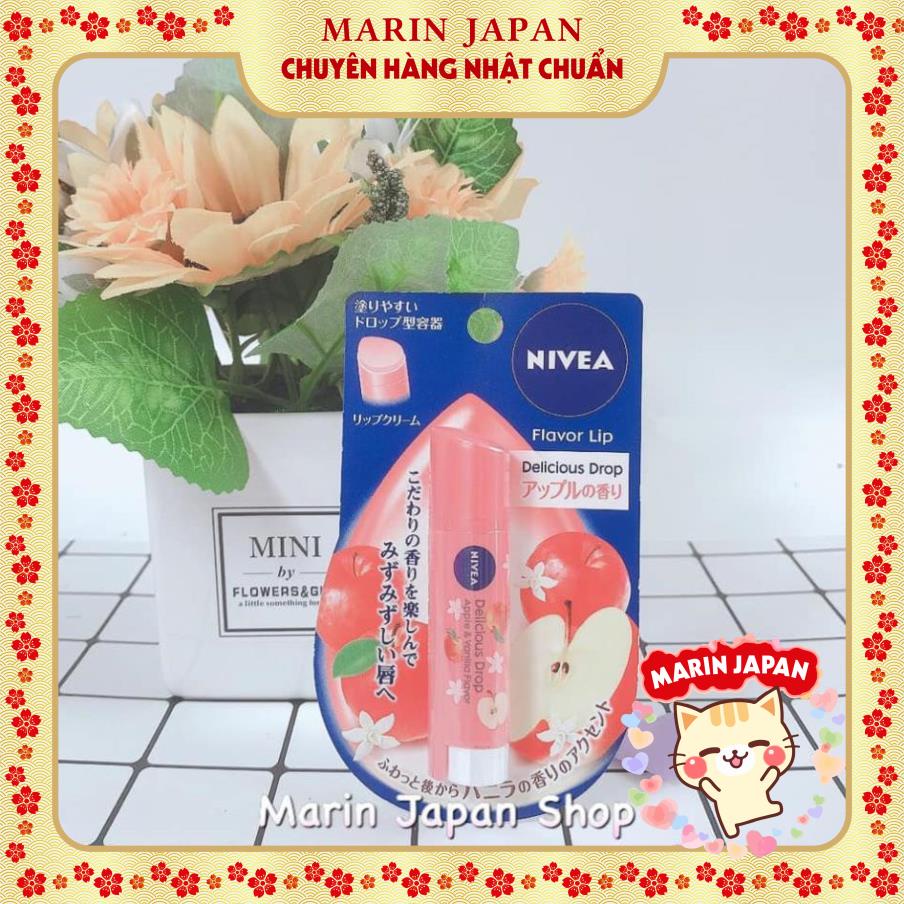 (SALE 200k --&gt;120k)Son dưỡng môi Nivea Nhật Bản có màu hồng và cam tự Nhiên, hương táo và hương đào trái cây