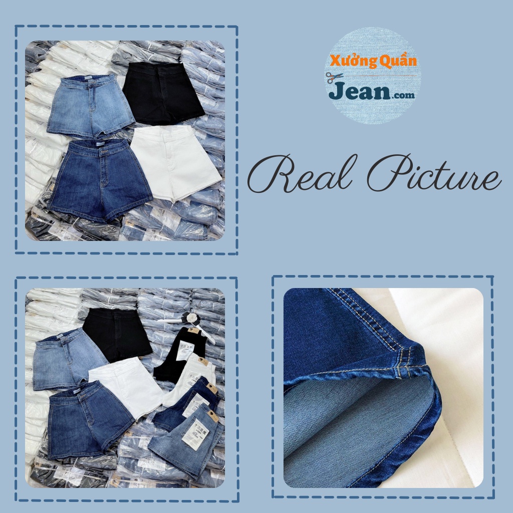 Quần Short Jean Nữ Lưng Cao Dáng Ôm 4 Màu Chất Kaki Jean Siêu Co Giãn Phong Cách Hàn Quốc - 508