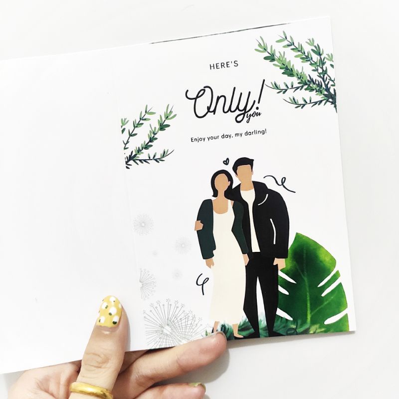 THIỆP dấu sáp hàng thiết kế ONLY YOU kèm phong thư Kraft kiểu Vintage làm quà tặng, thư mời